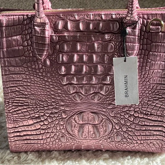 BRAHMIN LARGE Tote Bag Leather Caroline Mulberry Potion Melbourne Purse NWT - Picture 7 of 16